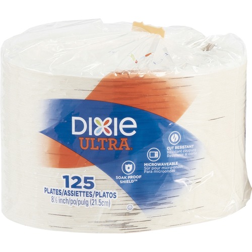Dixie Ultra® Pathways Heavyweight Paper Plates by GP Pro - Microwave Safe - 8.5" Diameter - White - Paper Body - 125 / Pack