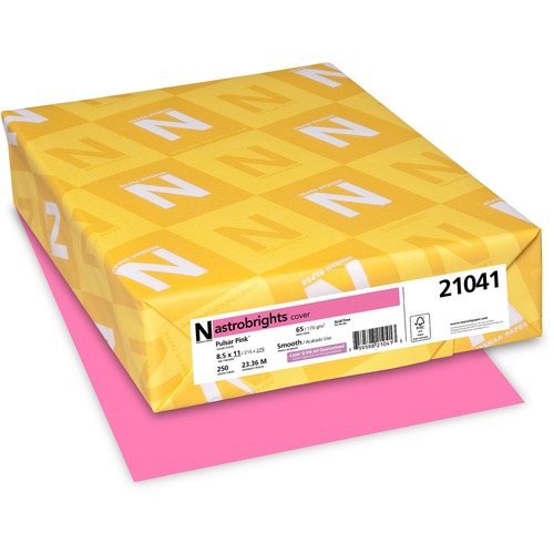 Astrobrights Color Card Stock - Pulsar Pink - Letter - 8 1/2" x 11" - 65 lb Basis Weight - Acid-free, Lignin-free - Pulsar Pink - 250 / Pack