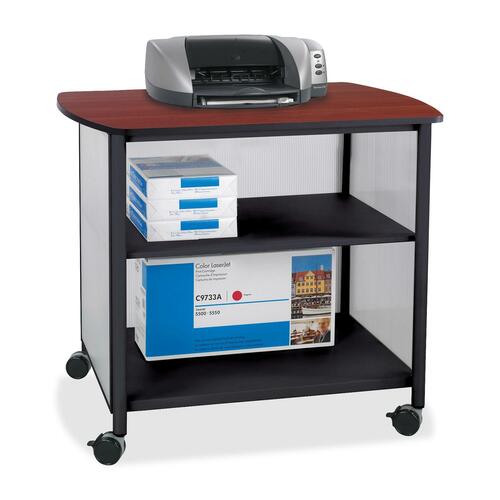 Safco Impromtu Black Deluxe Stand with Doors - 200 lb Load Capacity - 2 x Shelf(ves) - 31" Height x 34.8" Width x 25.5" Depth - Laminate, Powder Coated - Steel, Polycarbonate - Black