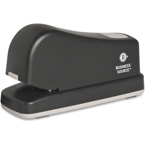 Business Source Electric Stapler - 20 Sheets Capacity - 210 Staple Capacity - Full Strip - 1/4" Staple Size - Black, Putty