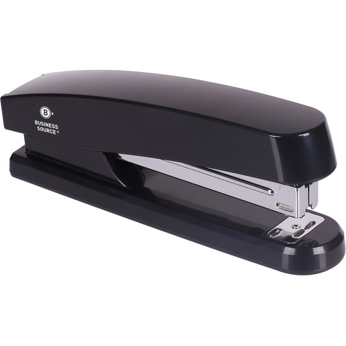 Business Source Full-strip Plastic Desktop Stapler - 20 of 20lb Paper Sheets Capacity - 210 Staple Capacity - Full Strip - 1/4" Staple Size - 1 Each - Black