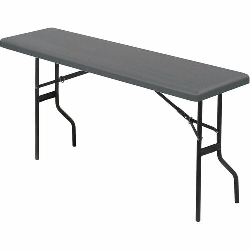 Iceberg IndestrucTable TOO 1200 Series Foldlng Table - Rectangle Top - Contemporary Style - 250 lb Capacity - 60" Table Top Length x 18" Table Top Width - 29" Height - Charcoal, Powder Coated - Polyethylene Top Material - 1 Each