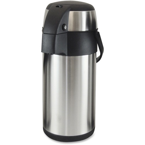 Genuine Joe High Capacity Vacuum Airpot - 3 L - Vacuum - Stainless Steel