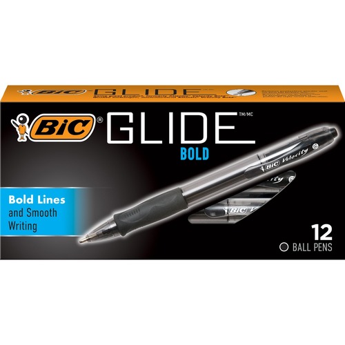 BIC Retractable Bold Ballpoint Pens - Bold Pen Point - 1.6 mm Pen Point Size - Conical Pen Point Style - Refillable - Retractable - Black - Black Barrel