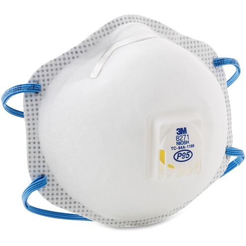 3M Disposable P95 Particulate Respirator - Particulate, Dust Protection - White - Lightweight, Disposable, Exhalation Valve, Comfortable, Durable, Adjustable Nose Clip - 10 / Box