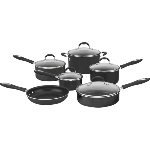 Cuisinart Advantage 55-11BK Cook Ware - Dishwasher Safe - 3 quart Saucepan - 3 quart 2nd Saucepan - 2 quart 3rd Saucepan - 1 quart 4th Saucepan - 1.50 gal Sauce Pot - Aluminum, Stainless Steel Body - Silicone Handle - Glass Lid