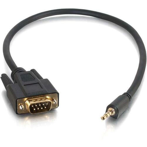 C2G 1.5ft Velocity DB9 Male to 3.5mm Male Adapter Cable - 1.50 ft Serial Data Transfer Cable for Projector - First End: 1 x 9-pin DB-9 Serial - Male - Second End: 1 x Mini-phone Stereo Audio - Male - Black
