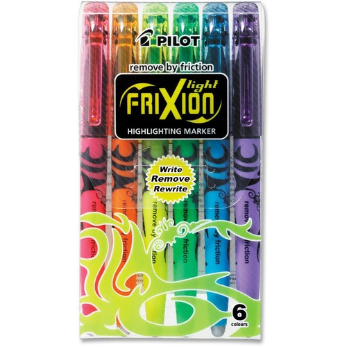 FriXion Light Highlighter - Chisel Marker Point Style - Fluorescent Assorted - 6 / Set - Liquid Highlighters - PILSWFLS6