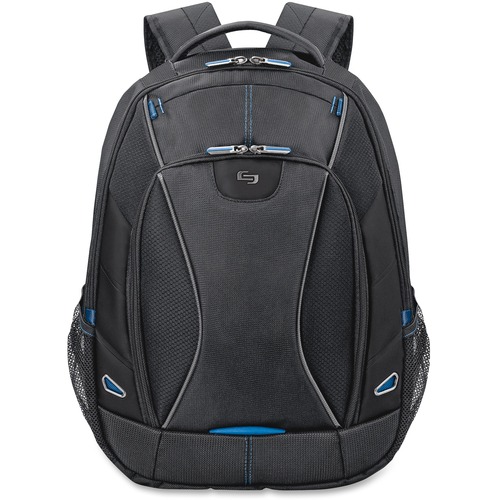 Solo Tech Carrying Case (Backpack) for 17.3" Notebook - Black, Blue - Polyester - Handle, Backpack Strap - 18.75" (476.25 mm) Height x 14" (355.60 mm) Width x 7" (177.80 mm) Depth - 1 Pack - Computer Cases - USLTCC703420