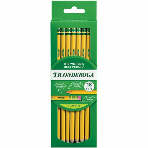 Ticonderoga The World's Best Pencil - #2 Lead - Graphite Lead - Yellow Wood Barrel - 18 / Box