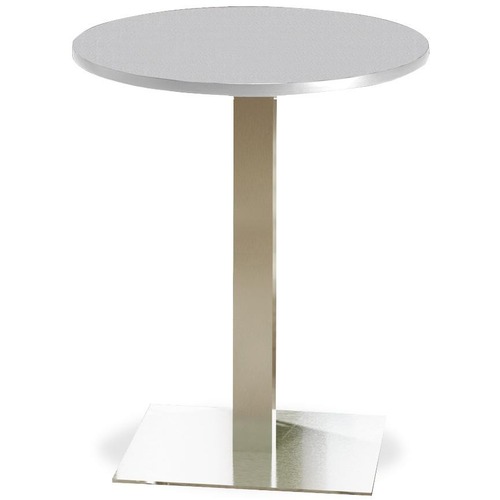 Mayline Bistro CA30RHS Bar Height Table - Folkstone Round, Laminated Top - Brushed Square Base x 30" Table Top Diameter - 42" Height - Assembly Required