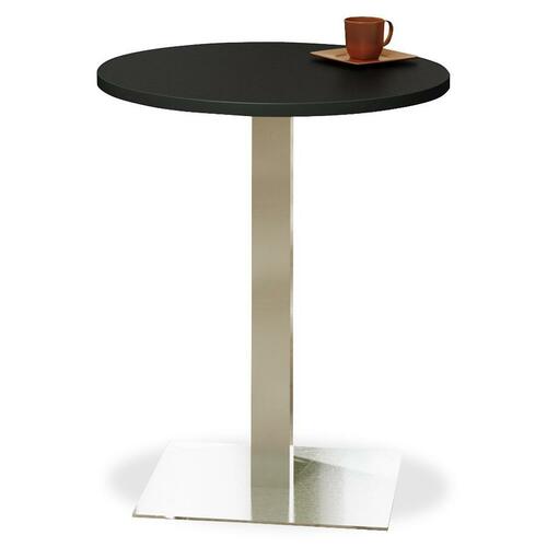 Mayline Bistro CA30RHS Bar Height Table - Anthracite Round, Laminated Top - Brushed Square Base x 30" Table Top Diameter - 42" Height - Assembly Required - Cafeteria & Breakroom Tables - MLNCA30RHSTANT