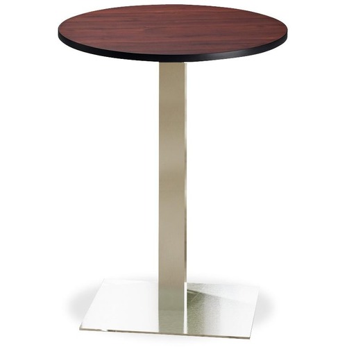 Mayline Bistro CA30RHS Bar Height Table - Laminated Round, Regal Mahogany Top - Brushed Square Base x 30" Table Top Diameter - 42" Height - Assembly Required