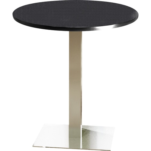 Mayline Bistro CA36RHS Bar Height Table - Anthracite Round, Laminated Top - Brushed Square Base x 36" Table Top Diameter - 42" Height - Assembly Required
