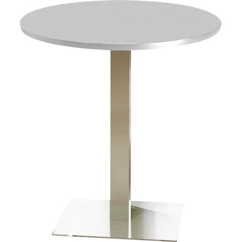 Mayline Bistro CA36RHS Bar Height Table - Folkstone Round, Laminated Top - Brushed Square Base x 36" Table Top Diameter - 42" Height - Assembly Required - Cafeteria & Breakroom Tables - MLNCA36RHSTFLK