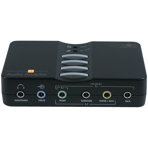 Vantec 7.1 Channel External Sound Box - 7.1 Sound Channels - External - USB - 48 kHz Maximum Playback Sampling Rate - 48 kHz Maximum Recording Sampling Rate - S/PDIF In - S/PDIF Out