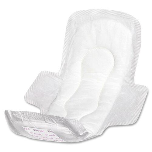 Medline Sanitary Pads with Adhesive & Wings - Highly Absorbent, Latex-free - 288 / Carton