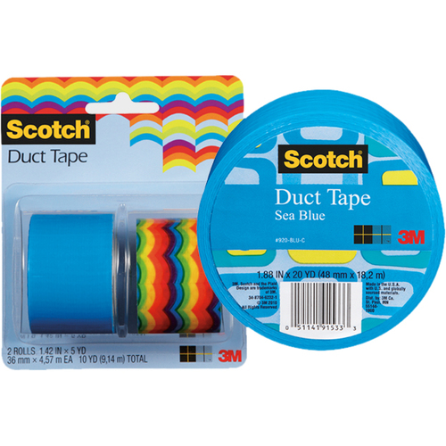 Scotch Duct Tape 920-BLU-C 1.88 in x 20 yd (48 mm x 18,2 m) 6 Rolls/Case, Blue - 20 yd Length x 1.88" Width - Blue - Rubber - For Repairing, Decorating, Crafting, Color Coding, Multi Surface - 6 / Case
