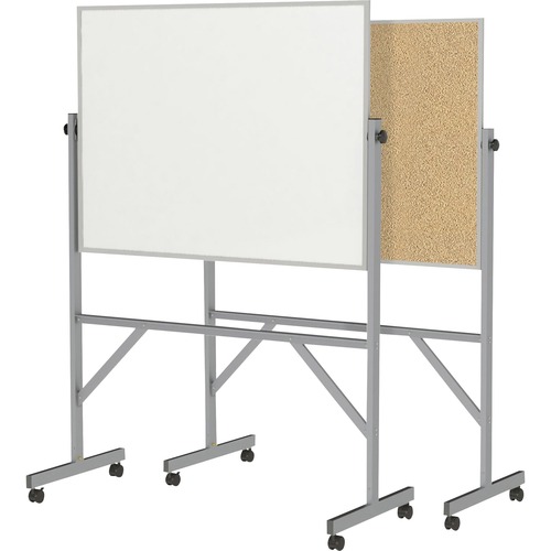 Ghent Reversible Cork Bulletin Board/ Non-Magnetic Whiteboard with Aluminum Frame - 48" (4 ft) Width x 36" (3 ft) Height - Natural White Surface - Aluminum Frame - Eraser Included - 1 Each