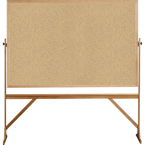 Ghent Reversible Cork Bulletin Board with Wood Frame - 72" (6 ft) Width x 48" (4 ft) Height - Natural Cork Surface - Wood Frame - Eraser Included - 1 Each