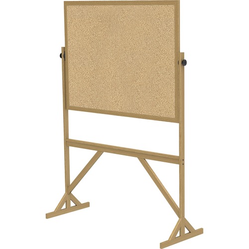 Ghent Reversible Cork Bulletin Board with Wood Frame - 48" (4 ft) Width x 36" (3 ft) Height - Natural Cork Surface - Wood Frame - Eraser Included - 1 Each
