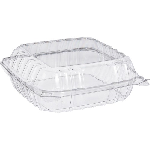 Dart ClearSeal Hinged Lid Shallow Med Container - Crystal Clear - Oriented Polystyrene (OPS), Polyethylene Terephthalate (PET) Body - 250 / Case