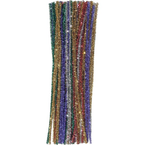 Creativity Street Jumbo Sparkly Stem Pipe Cleaners - Craft Project, Classroom - 236.2 mil Thickness - Assorted - Polyester - 1000 / Box