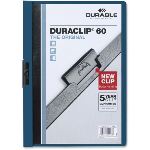 DURABLE® DURACLIP® Report Cover - Letter Size 8 1/2" x 11" - 30 Sheet Capacity - Punchless - Vinyl - Dark Blue