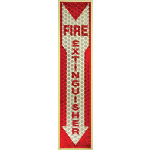 Miller's Creek Luminous Fire Extinguisher Sign - 1 Each - English - Fire Extinguisher Print/Message - 4" Width x 16.8" Height x 1" Depth - Rectangular Shape - Red Print/Message Color - Reflective, Flexible, Adhesive, Recyclable - Red
