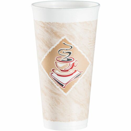 Dart 20 oz Cafe G Design Insulated Foam Cups - 25 / Bag - 20 / Carton - White - Foam - Hot Drink, Cold Drink