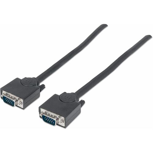 Manhattan SVGA HD15 Male to HD15 Male Monitor Cable, 10', Black - Fully shielded to reduce EMI interference for improved video transmission