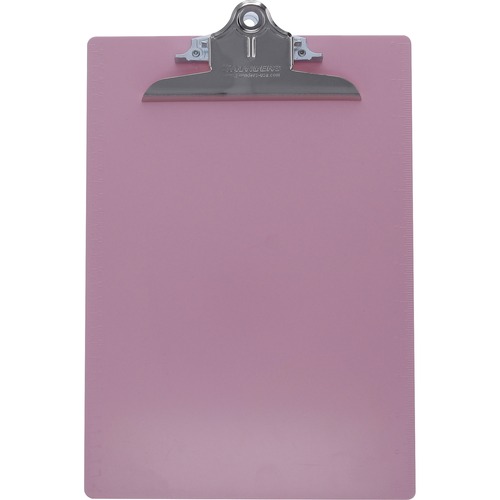 Saunders Recycled 1" Capacity Plastic Clipboard - 1" Clip Capacity - 8 19/64" x 11 45/64" - Plastic - Pink - 1 Each