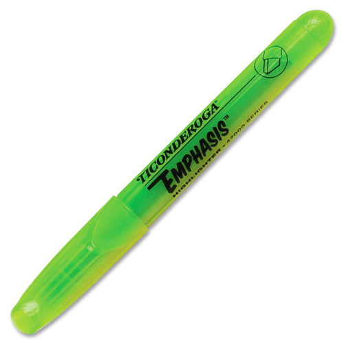 Ticonderoga Emphasis Desk Style Highlighter - Chisel Marker Point Style - Fluorescent Green - 1 Each