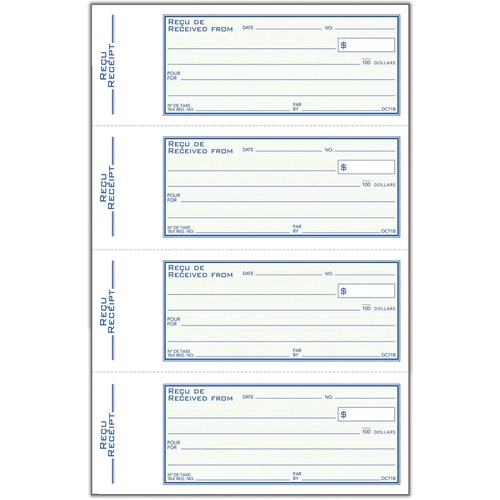 Adams Receipt Book - 200 Sheet(s) - 2 PartCarbonless Copy - 2.75" x 7.12" Form Size - White, Yellow - Green Cover - 1 Each