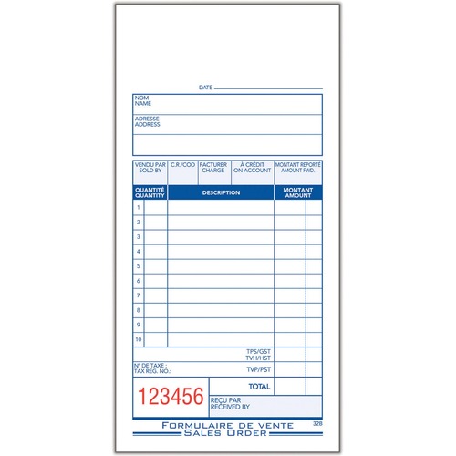 Adams Sales Order Forms Book - 50 Sheet(s) - 3 PartCarbonless Copy - 7" x 3" Form Size - Pink, White, Yellow - 1 Each - Sales Forms & Refills - ABFATC32B