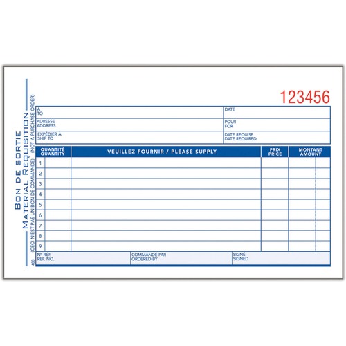 Adams Materials Requisition Form - 50 Sheet(s) - 2 PartCarbonless Copy - 4.50" x 7" Form Size - Yellow, White - Blue Cover - 1 Each = ABFADC48B