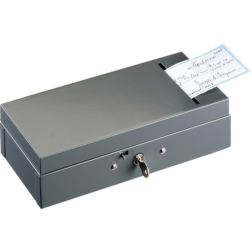MMF ChequeSlot SteelMaster Bond Box - 5 Bill - Charcoal Gray - 2.88" (73.03 mm) Height x 10.25" (260.35 mm) Width x 4.75" (120.65 mm) Depth - Cash Boxes - MMF221104201