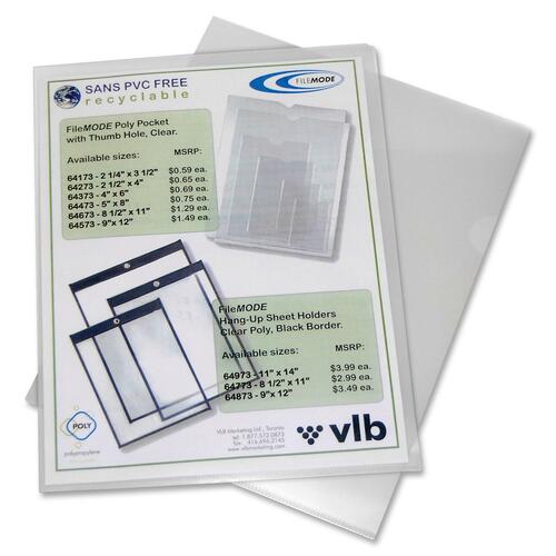 Filemode Letter Project File - 8 1/2" x 11" - Polypropylene - Clear - 10 / Pack - Pocket Portfolios/Folders - VLB60273