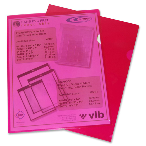 VLB Letter Project File - 8 1/2" x 11" - Polypropylene - Red - 10 / Pack - Pocket Portfolios/Folders - VLB60272