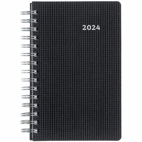 Blueline Duraflex C1504V Planner - Julian Dates - Daily - 2012 - 7:00 AM to 7:30 PM - Half-hourly - 8" x 5" Sheet Size - Twin Wire - Black - Poly - Bilingual, Appointment Schedule, Notepad, Expense Form, Address Directory, Phone Directory, Heavy Duty, Tex - Appointment Books & Planners - BLIC1504V81BT