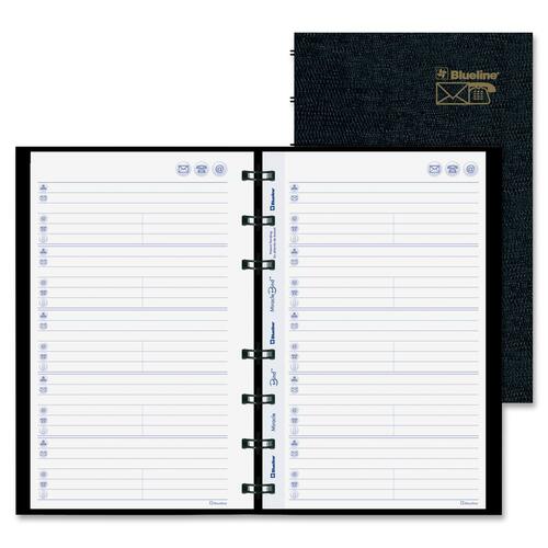 Blueline MiracleBind Lizard-Like Telephone/Address Book - Wire Bound - Black - Paper - Recycled - 1 Each - Telephone / Address Books - BLI36665