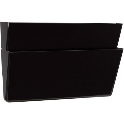Storex Legal Size Wall Pocket - 7" Height x 16.3" Width x 4" Depth - 100% - Black - Plastic - 2 / Pack