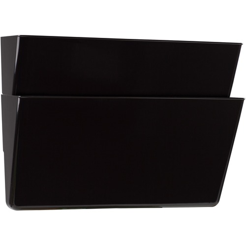 Storex Letter Size Wall Pocket - 7" Height x 13" Width x 4" Depth - 100% Recycled - Black - Plastic - 2 / Pack = STX70209B06C