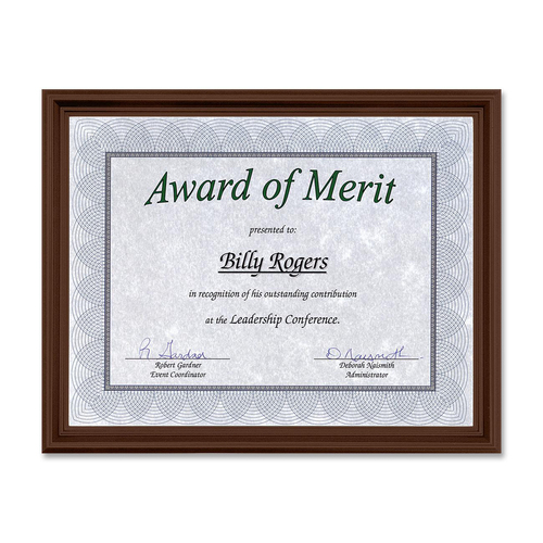 First Base Recognition Certificate Frame - 11" x 13.50" Frame Size - Holds 8.50" x 11" Insert - Desktop - Vertical, Horizontal - 1 / Each - Milano Cherry = FST83912