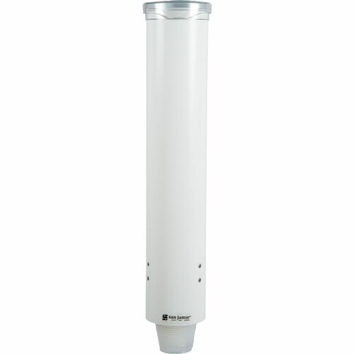 San Jamar Small Pull-type Water Cup Dispenser - 16" Tube - Pull Dispensing - Wall Mountable - Transparent White - Plastic - 1 Each