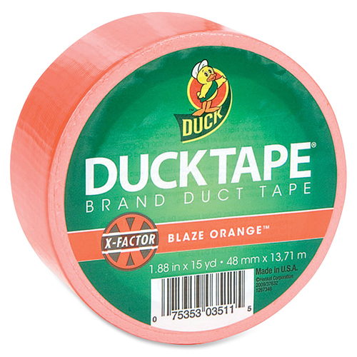 Duck Brand Color Duct Tape - 15 yd Length x 1.88" Width - For Color Coding, Repairing, Packing, Crafting - 1 / Roll - Neon Orange
