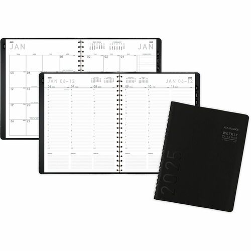 At-A-Glance Contemporary Planner - Large Size - Julian Dates - Weekly, Monthly - 1 Year - January 2024 - December 2024 - 8:00 AM to 5:30 PM - Half-hourly - 1 Week, 1 Month Double Page Layout - 8 1/4" x 11" White Sheet - Wire Bound - Simulated Leather, Fau