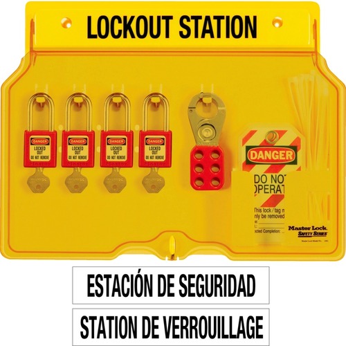 Master Lock Wall Mounted Lockout Station - Yellow - Lockout Kit - MLK1482BP410