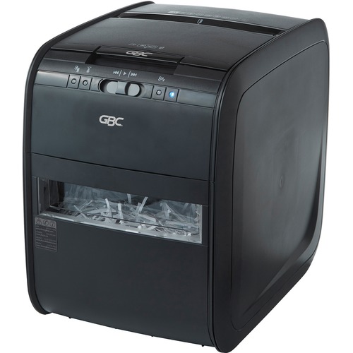 GBC Stack-and-Shred 80X Auto Feed Shredder - Non-continuous Shredder - Cross Cut - 6 Per Pass - for shredding Credit Card, Paper Clip, Staples, Paper - 0.188" x 1.750" Shred Size - P-3 - 5 ft/min - 9" Throat - 10 Minute Run Time - 40 Minute Cool Down Time