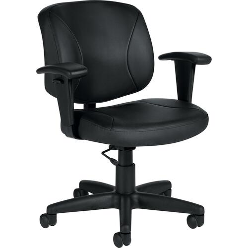 Offices To Go Yoho Task Chair with Arms - Black Leather Seat - 5-star Base